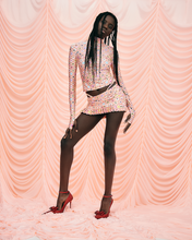 Load image into Gallery viewer, PRINTED RUFFLE MINI SKIRT
